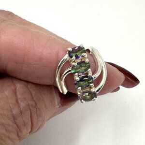 Sterling Silver Ring with multi-colored gemstones